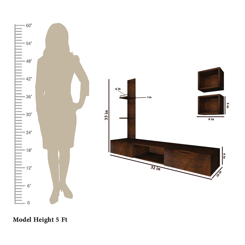 Imbuia Natural Walnut Distinctly Shelved Tv Unit