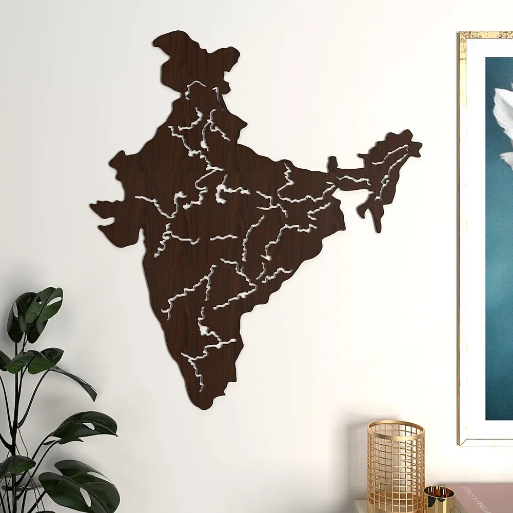 India Map Backlit Wooden Acrylic Wall Decor