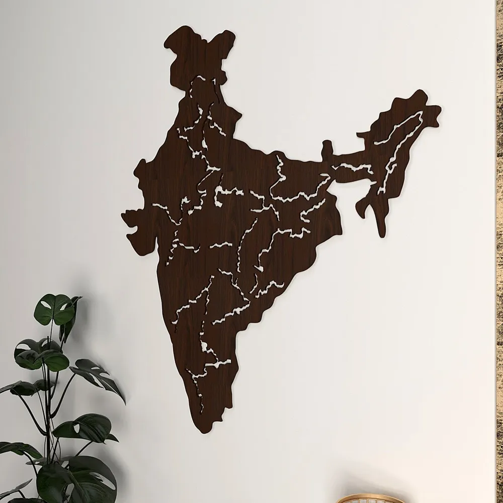 India Map Backlit Wooden Acrylic Wall Decor