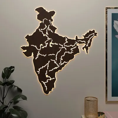 India Map Backlit Wooden Acrylic Wall Decor