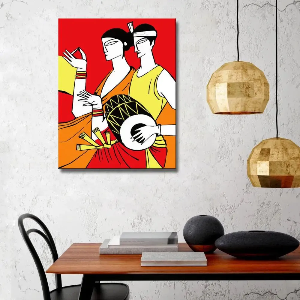 Indian Folk Art Colourful DIY(Do-It-Yourself)/ Paint by numbers canvas painting kit