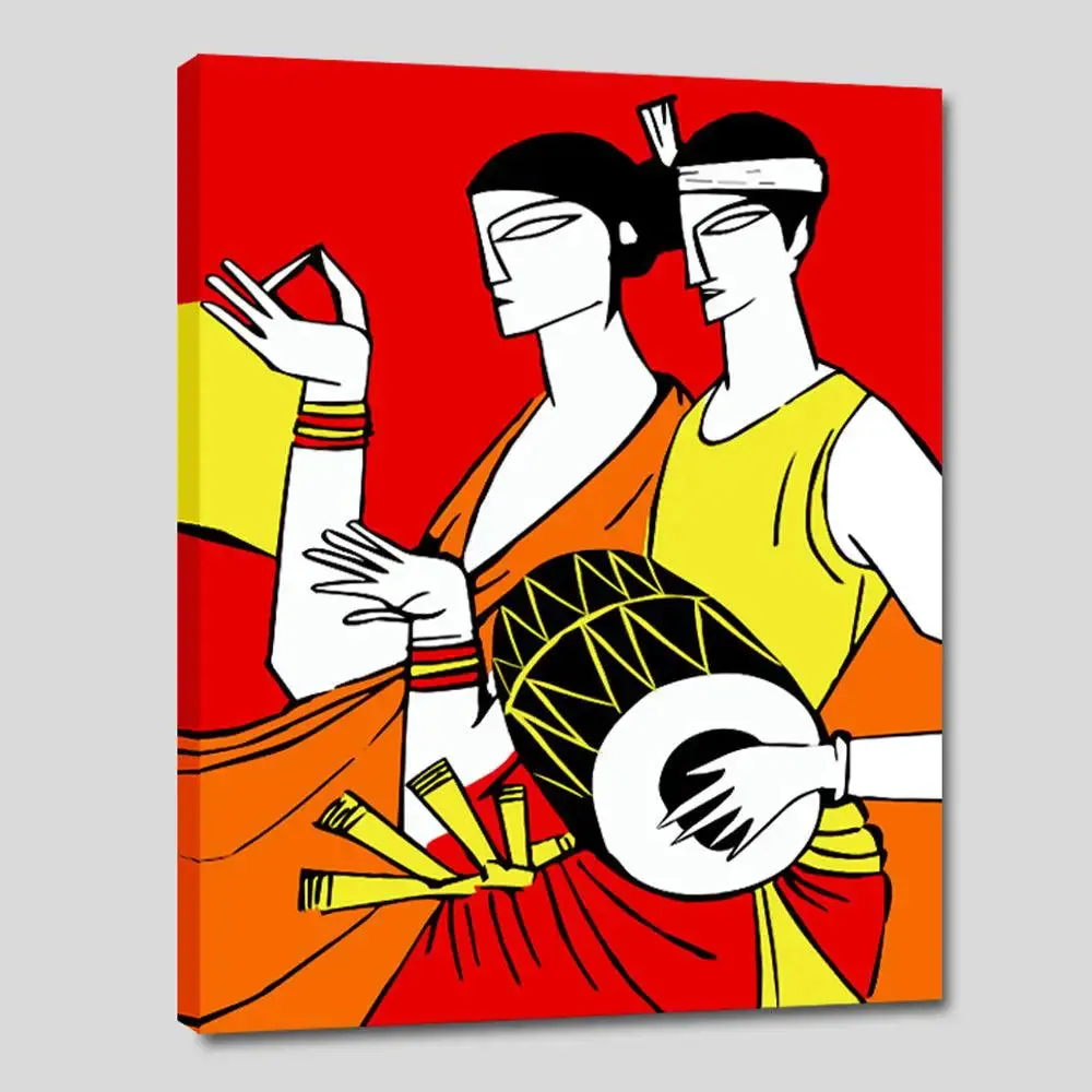 Indian Folk Art Colourful DIY(Do-It-Yourself)/ Paint by numbers canvas painting kit