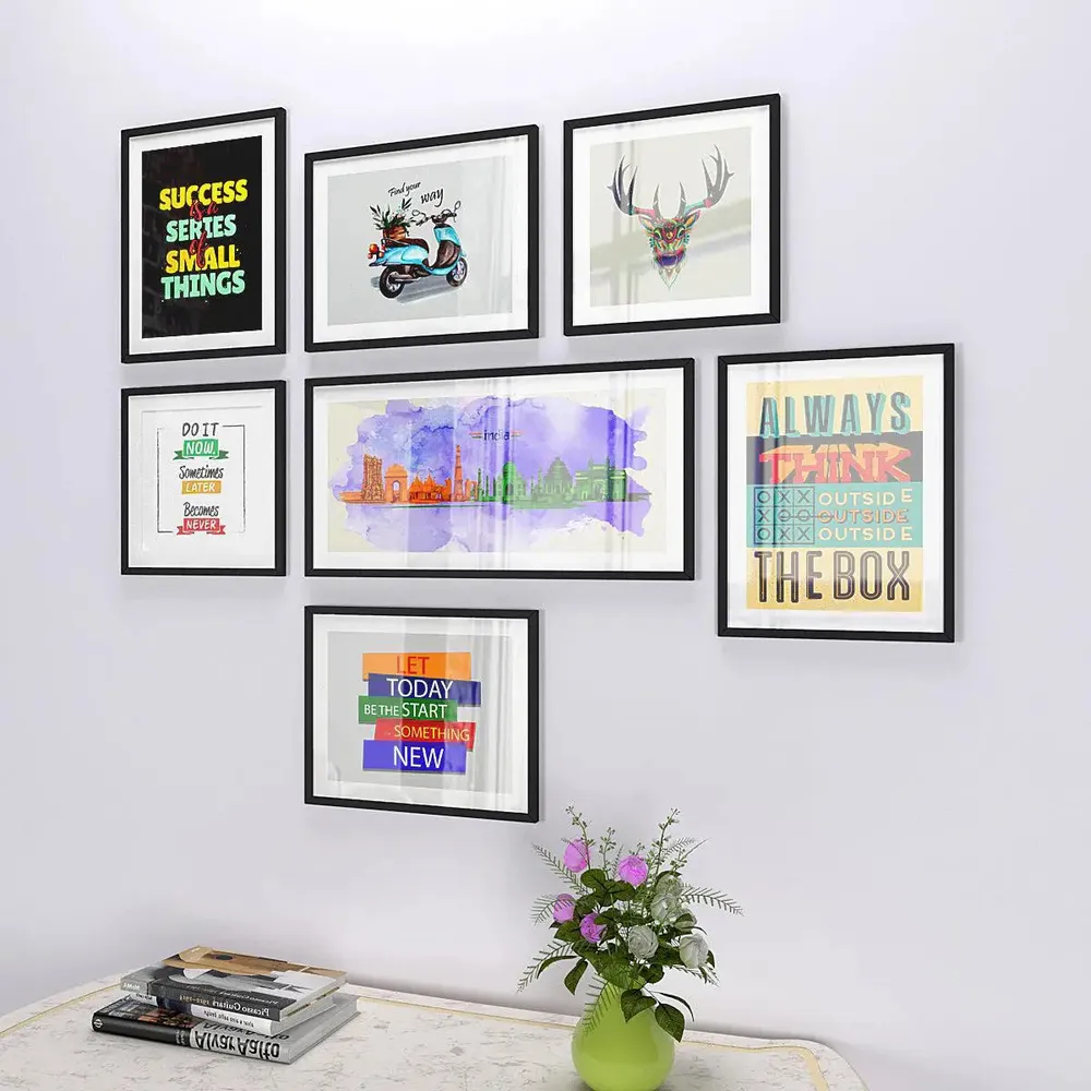 Indian Monuments with Inspirational Quotes  Wall Frame Photo Collage Set of 7