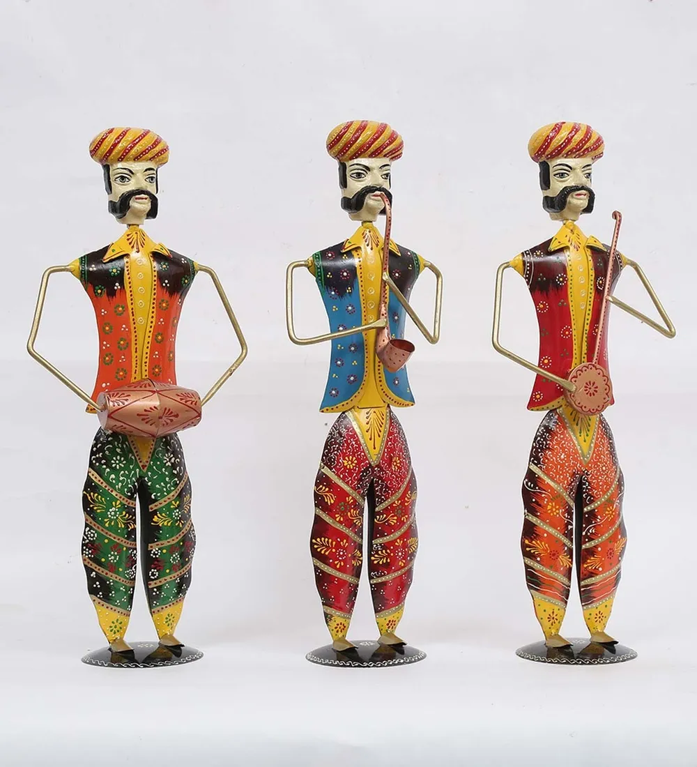 Indian Musician Rajasthani Art Human Figurines / Showpiece Set Of 3