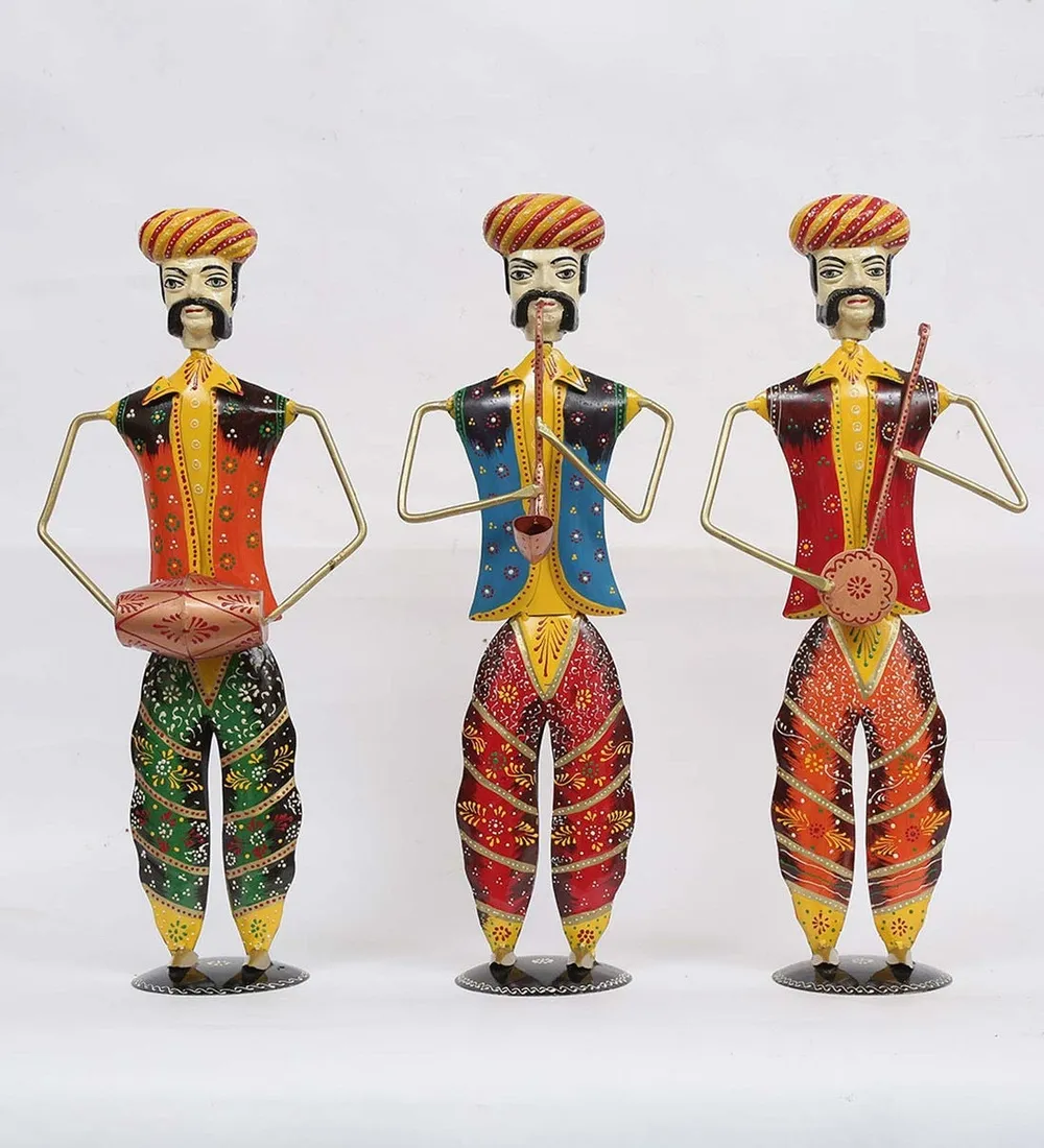 Indian Musician Rajasthani Art Human Figurines / Showpiece Set Of 3
