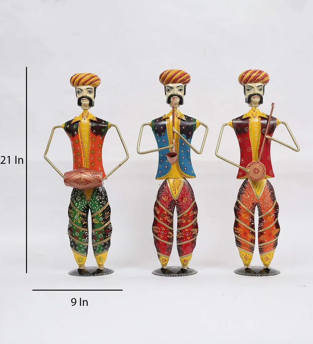 Indian Musician Rajasthani Art Human Figurines / Showpiece Set Of 3