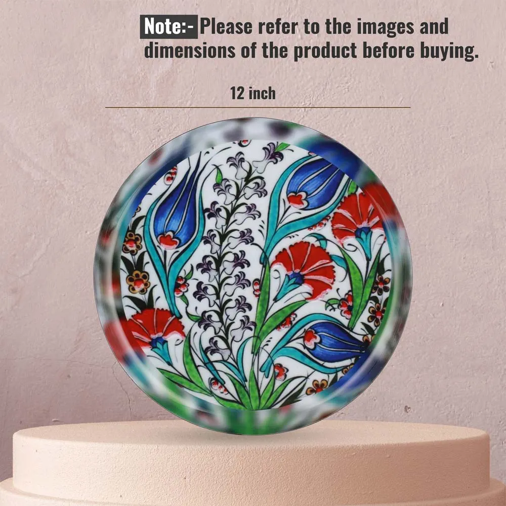Indigo Tulip Designer Decorative Metal Wall Plate Set of 3