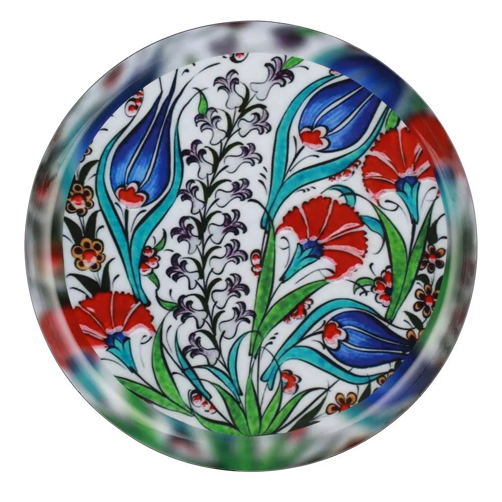 Indigo Tulip Designer Decorative Metal Wall Plate Set of 3