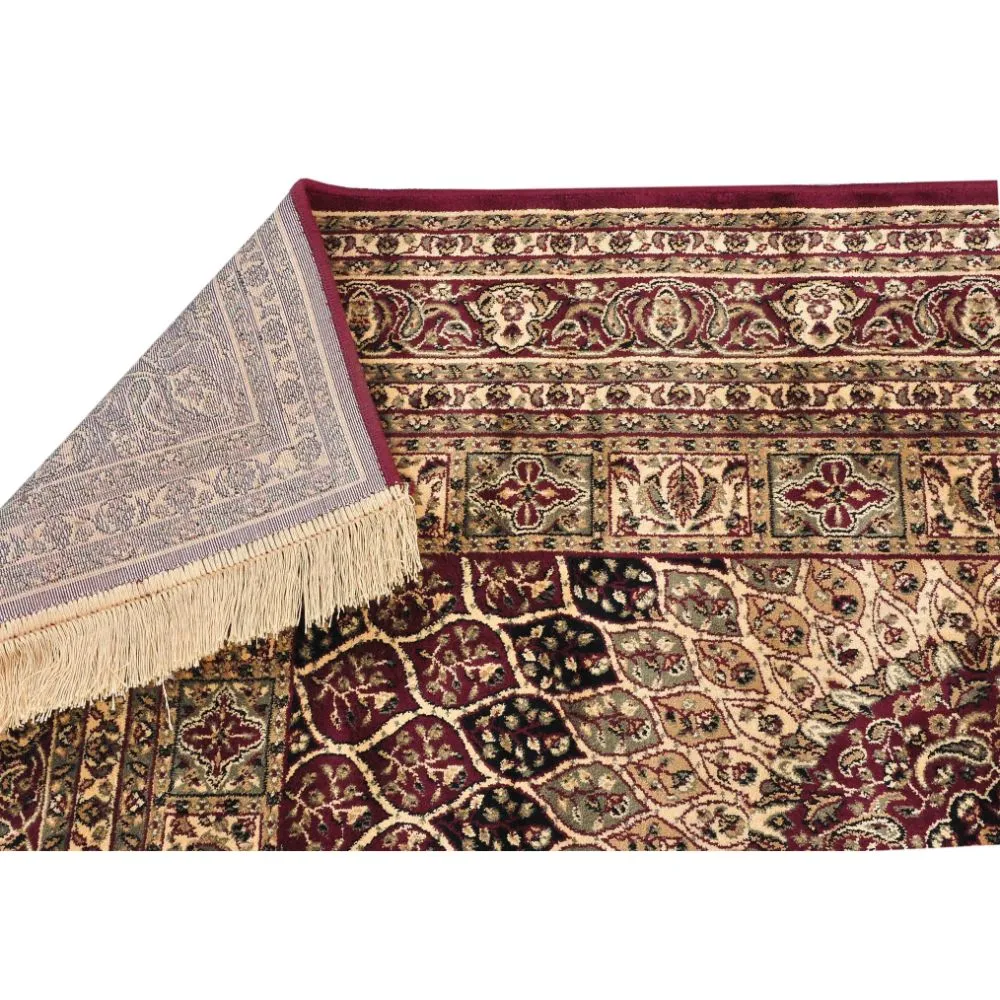 Indo-Islamic Designer Red Orange Luxe Silk Area Carpet 4X6ft