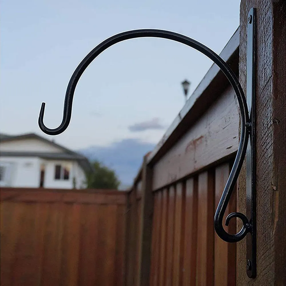Indoor, Outdoor Black Metal Wall Hook Hanging Plant Bracket (Pack of 4)