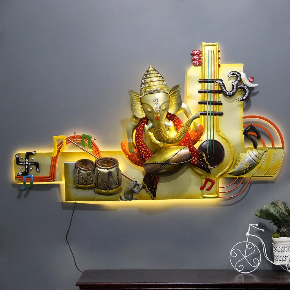 Infused In Art Ganesha Metal Wall Art With LED Lights