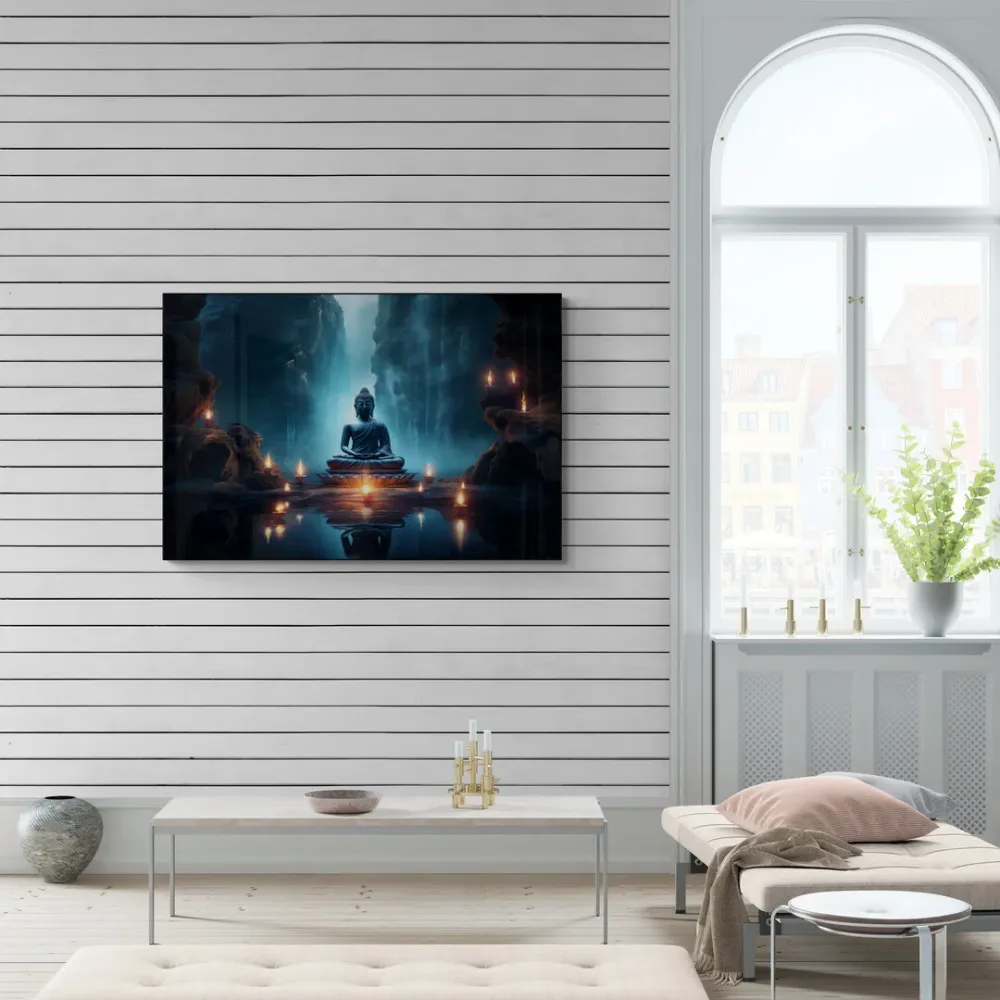 Inner Peace by the Water Buddha Canvas Wall Painting With Frame