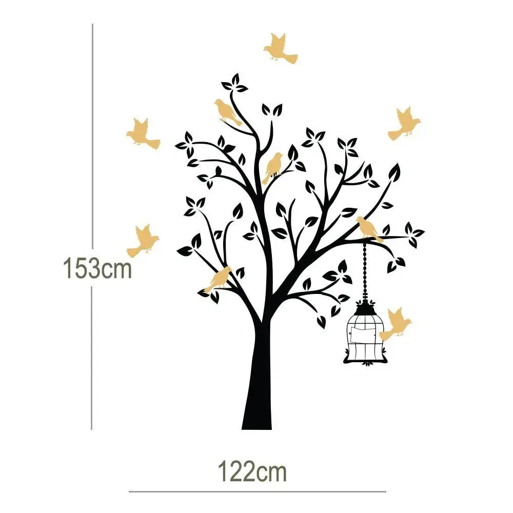 Innovative Bird Tree Wall Sticker In White & Cream Color