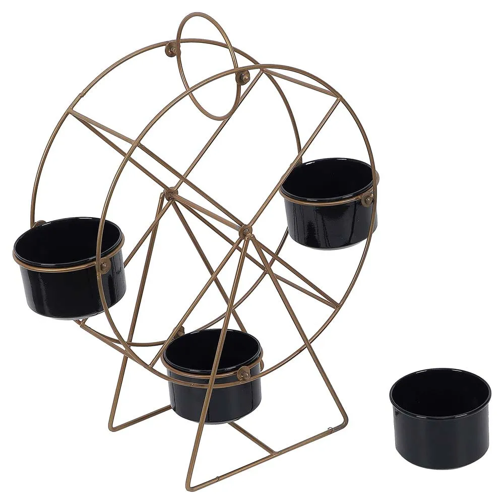 Innovative Gold & Black Wheel Planter Stand