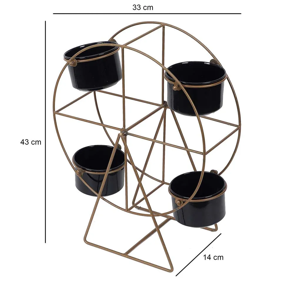 Innovative Gold & Black Wheel Planter Stand