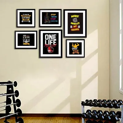 Inspirational Gym Quotes Wall Frame Photo Collage Set of 6