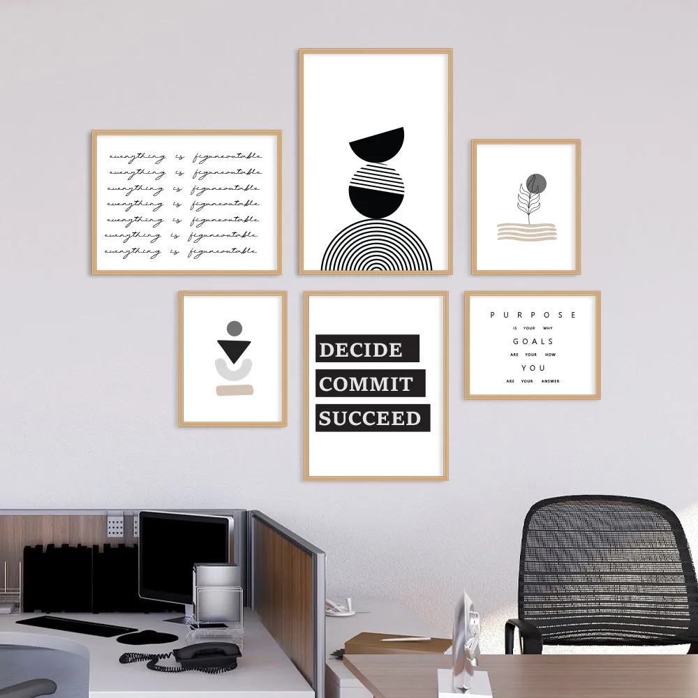 Inspirational Office Frame Sets In Black & White Minimalist Design