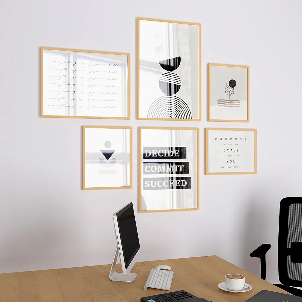 Inspirational Office Frame Sets In Black & White Minimalist Design