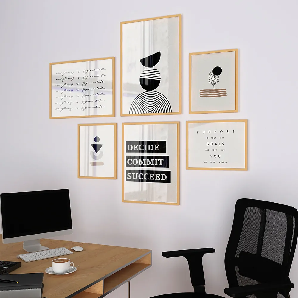 Inspirational Office Frame Sets In Black & White Minimalist Design