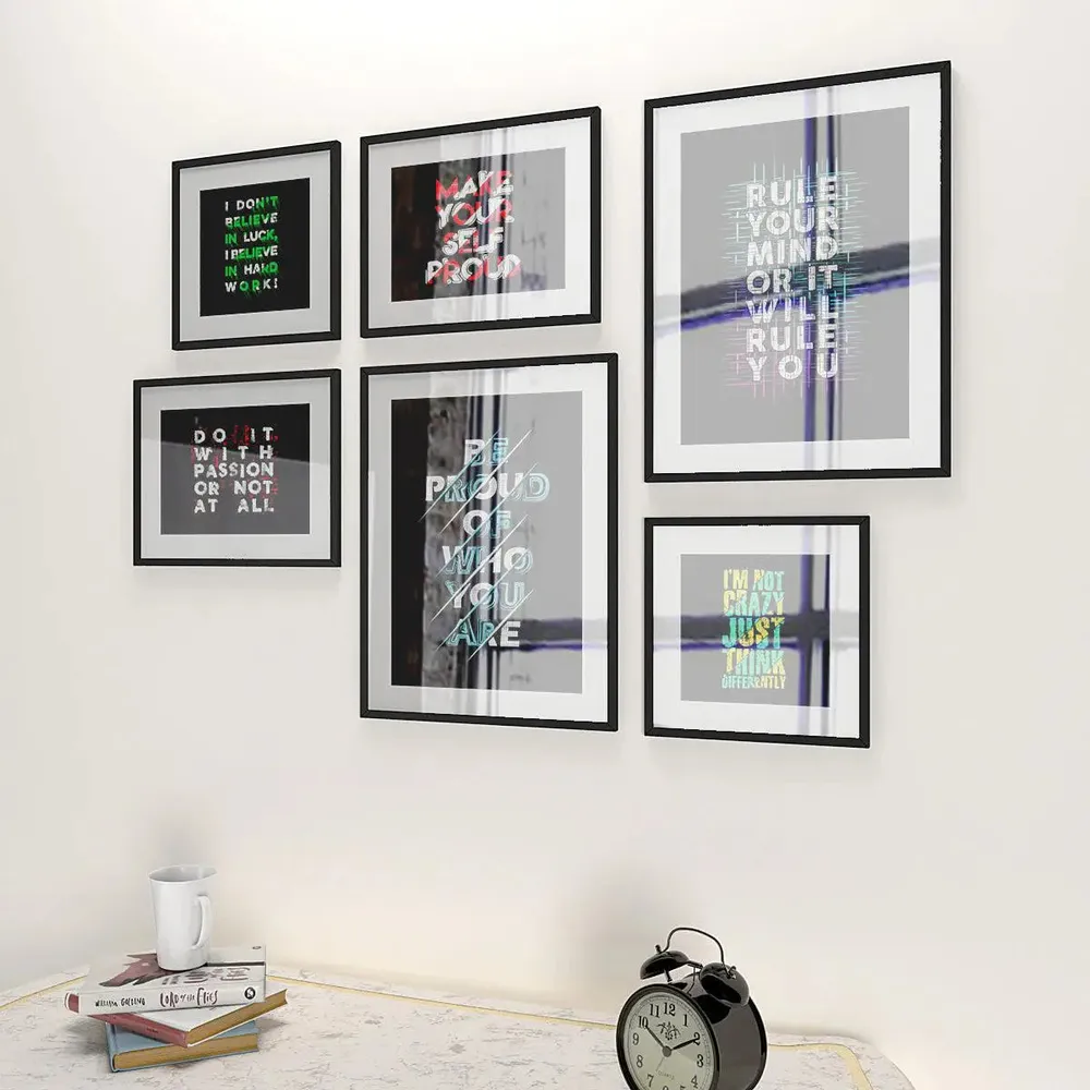 Inspirational Positive Thinking Quotes Wall Frame Photo Collage Set of 6