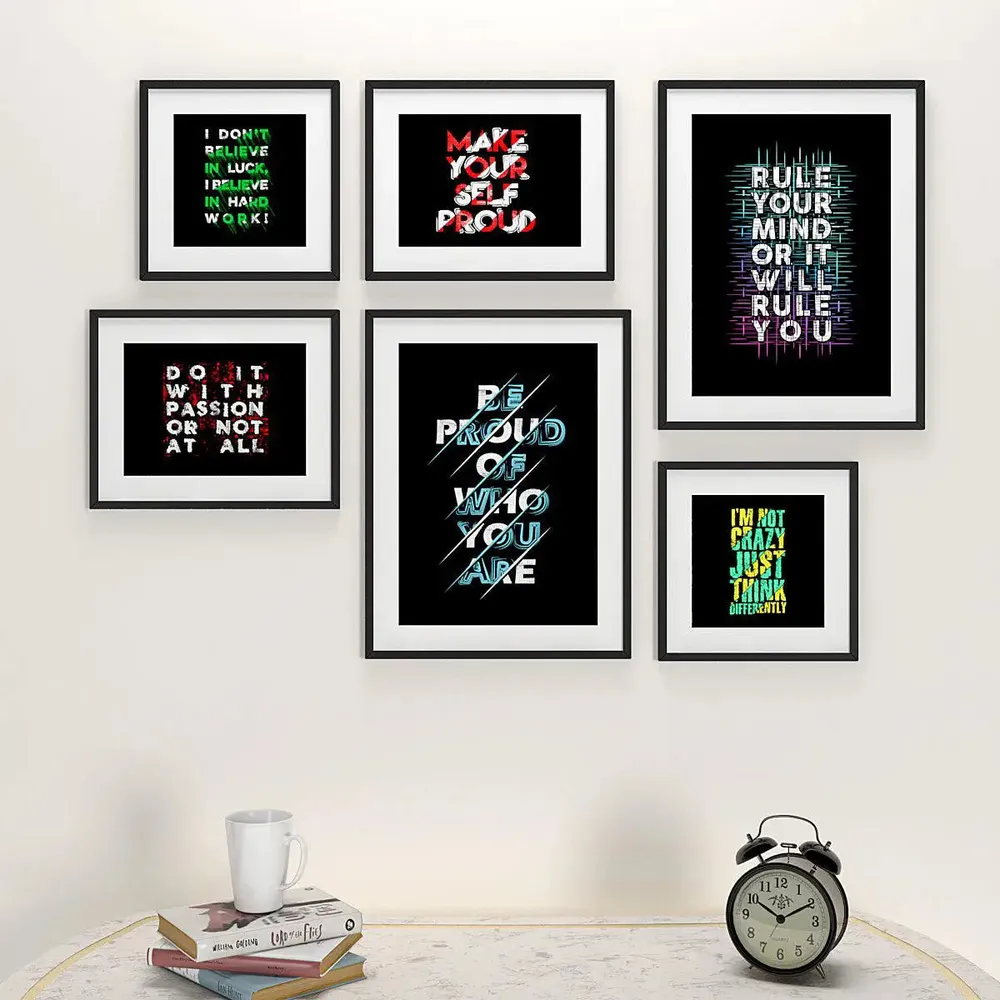Inspirational Positive Thinking Quotes Wall Frame Photo Collage Set of 6