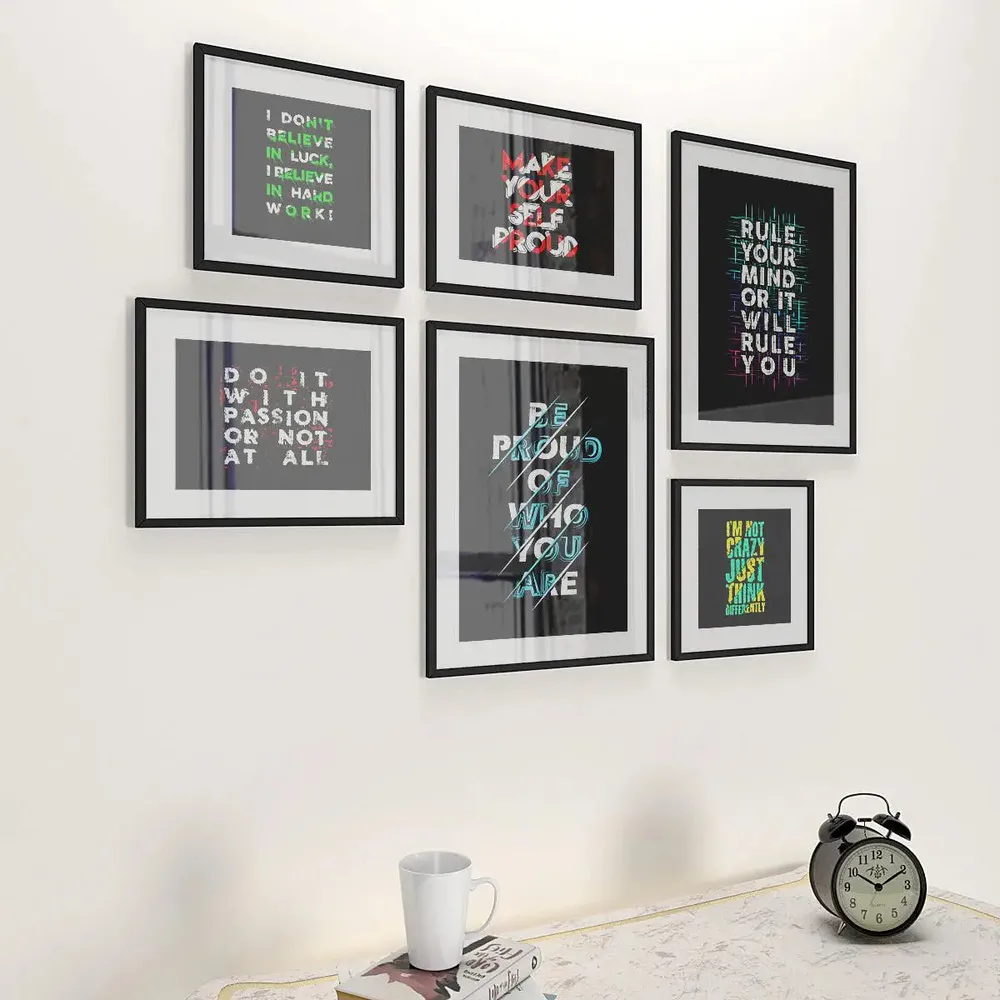 Inspirational Positive Thinking Quotes Wall Frame Photo Collage Set of 6