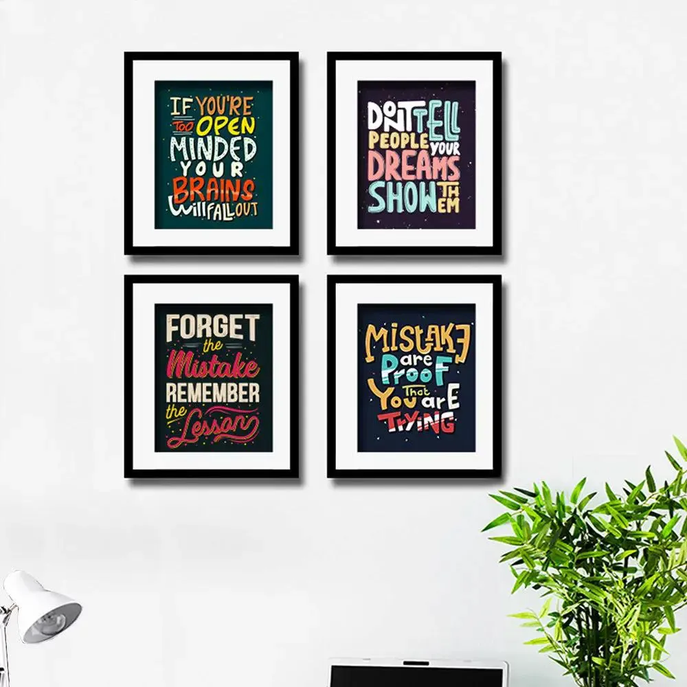 Inspirational Quotes  Set of 4 frames with Break Resistant Clear Acrylic Glass