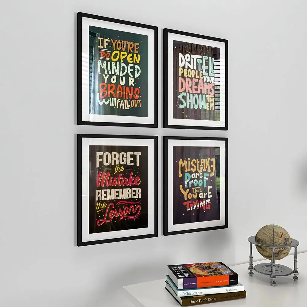 Inspirational Quotes  Set of 4 frames with Break Resistant Clear Acrylic Glass