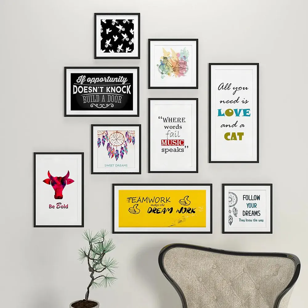 Inspirational Quotes Wall Frame Collage Set of 9
