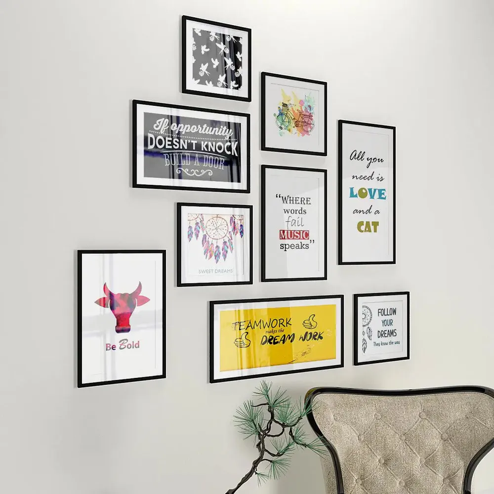 Inspirational Quotes Wall Frame Collage Set of 9