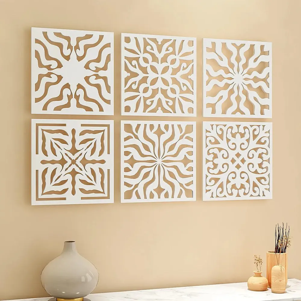 Intricate Arabic Wooden Wall Art- Set of 6