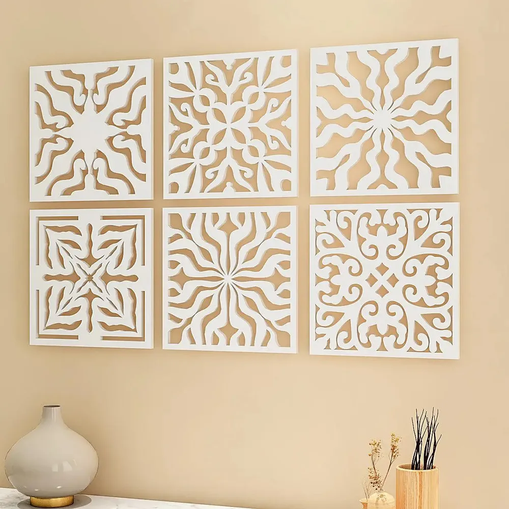 Intricate Arabic Wooden Wall Art- Set of 6