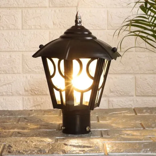 Intricate Black Designer Pole Lamp/ Outdoor Lamp (Bulb not included) Single Piece