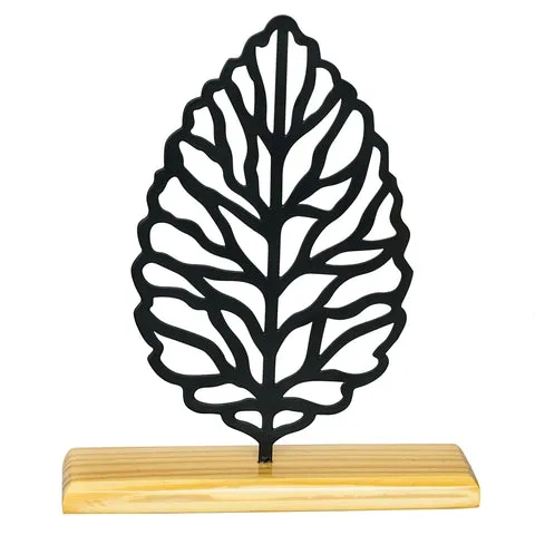 Intricate Carvings Monstera Leaf Metal Table Accent
