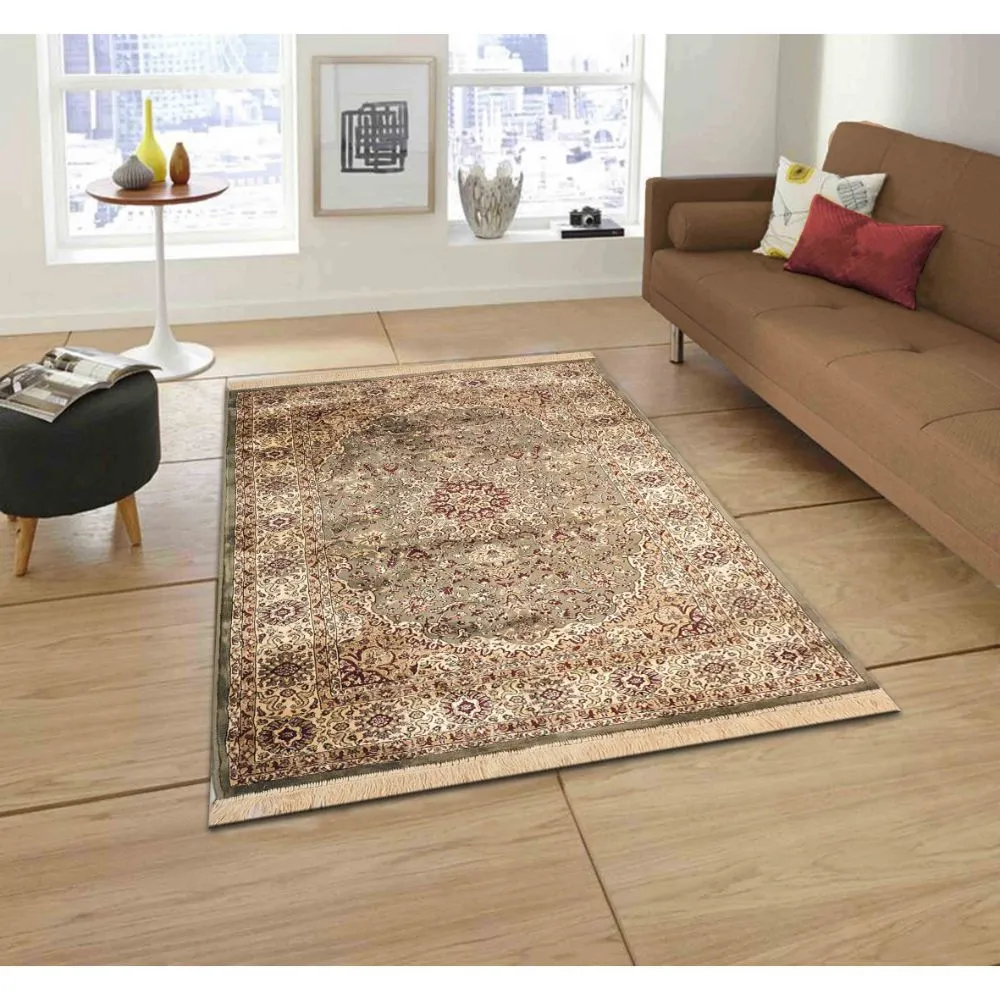 Intricate Craftmanship Designer Shiny Green Luxe Silk Area Carpet 4X6ft