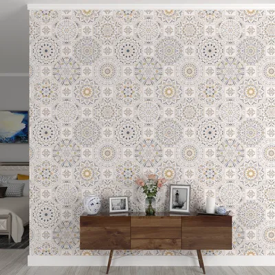 Intricate Designer Chakras Light Yellow Premium Quality Wallpaper