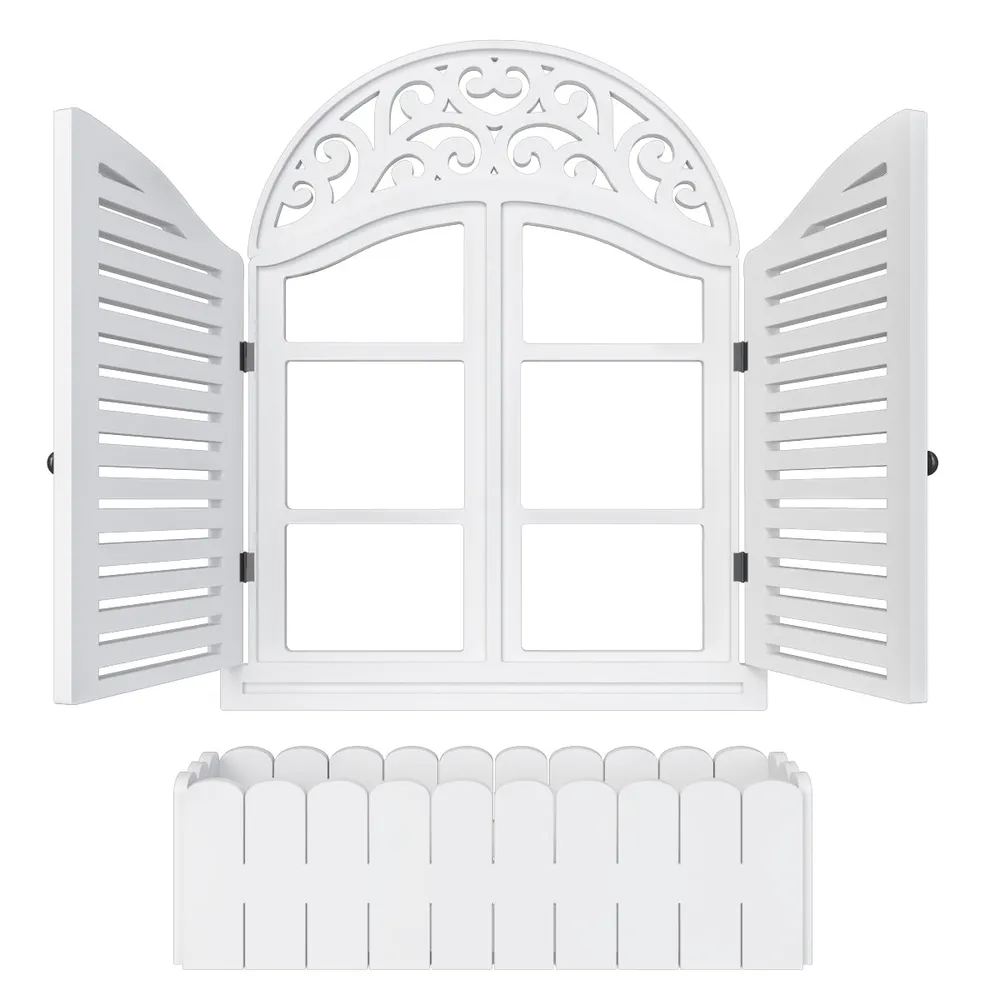 Intricate Detailed Italian Garden Window Wall Decor / Vintage Window White