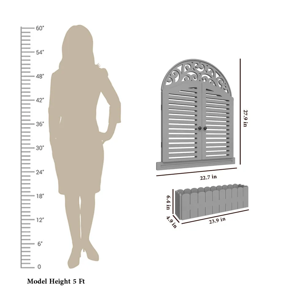 Intricate Detailed Italian Garden Window Wall Decor / Vintage Window White