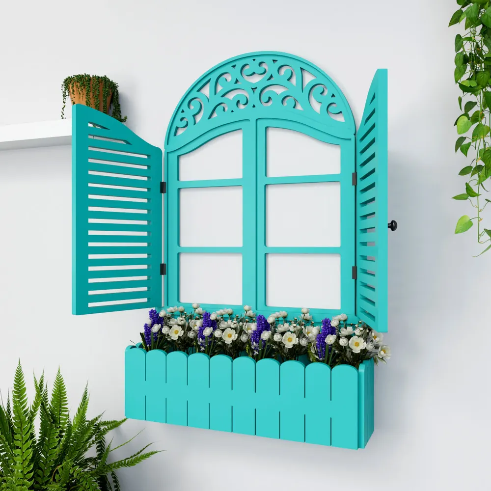 Intricate Detailed Italian Garden Window Wall Decor / Vintage Window White