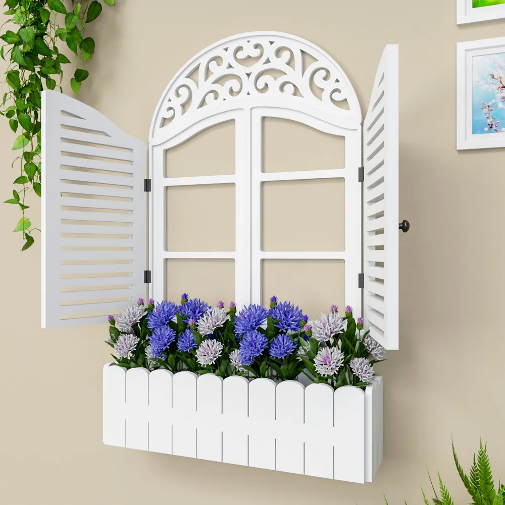 Intricate Detailed Italian Garden Window Wall Decor / Vintage Window White