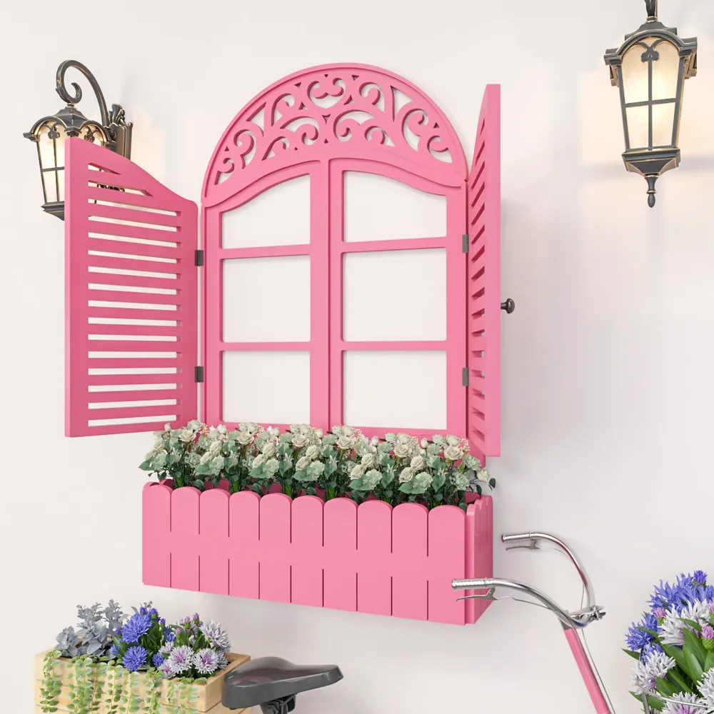 Intricate Detailed Italian Garden Window Wall Decor / Vintage Window White