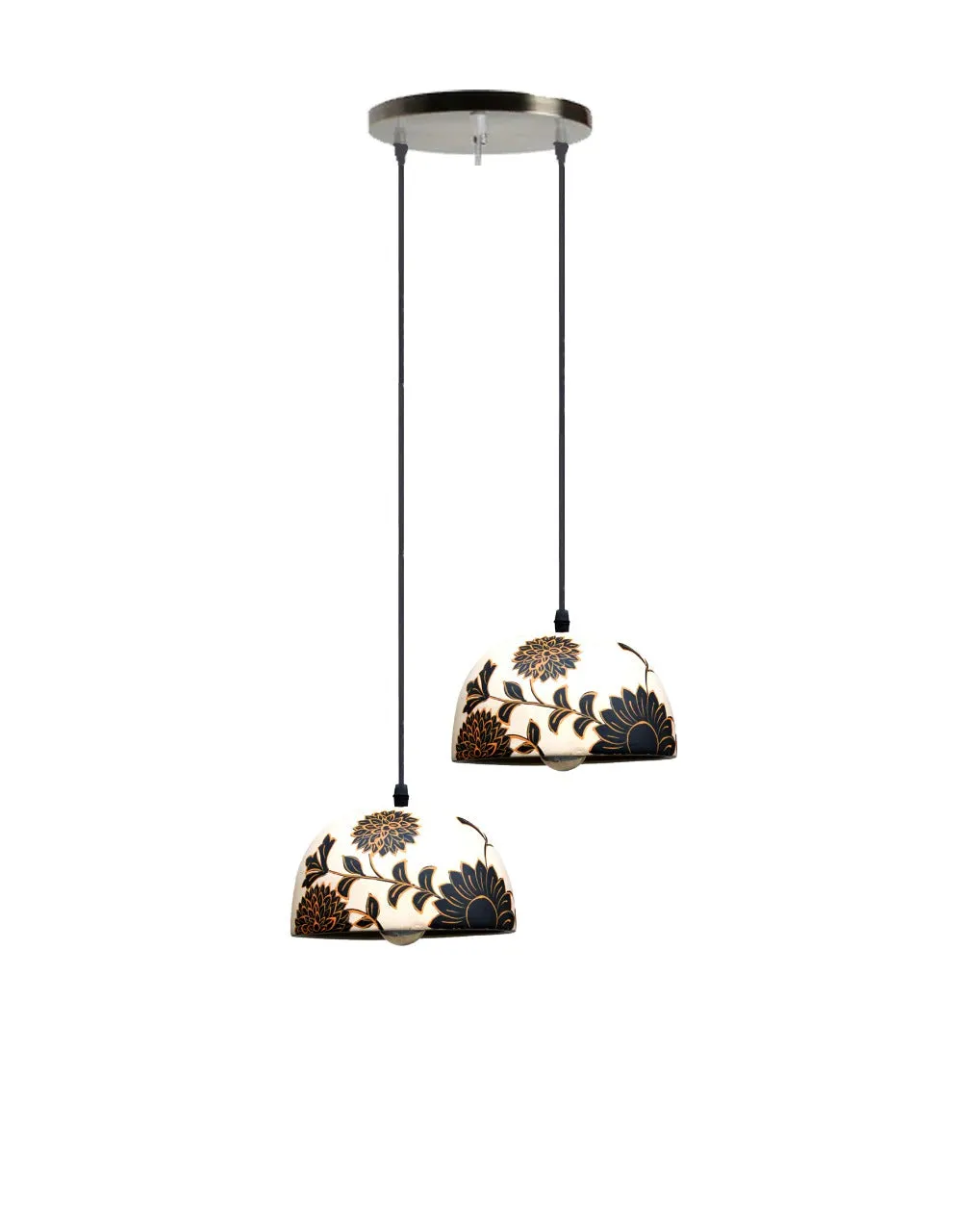 Intricate Floral Handpainted Terracotta Cluster Hanging Lamp