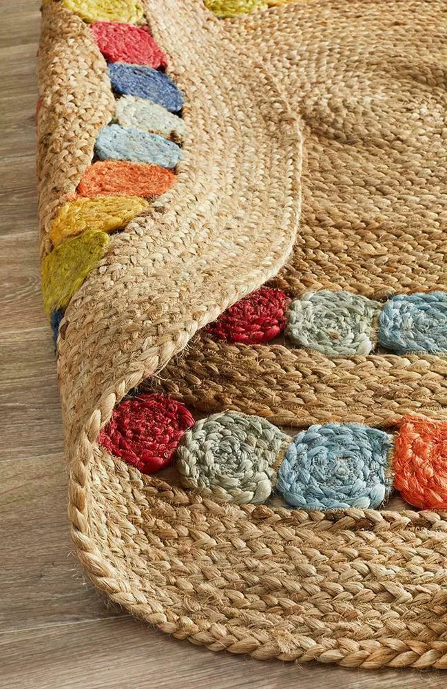 Intricate Jute Designer Multicolor Round Rug XS (2*2ft)