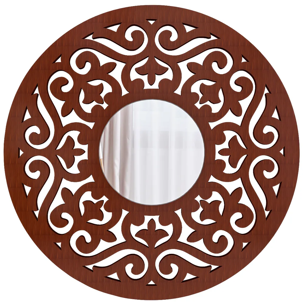 Intricate Mandala Design Wooden Decorative Wall Mirror/ Wall Art (Available in Multiple Finishes) White