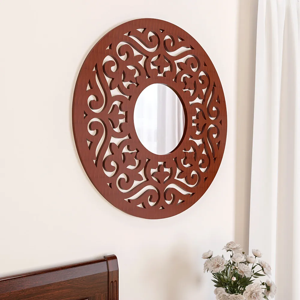 Intricate Mandala Design Wooden Decorative Wall Mirror/ Wall Art (Available in Multiple Finishes) White