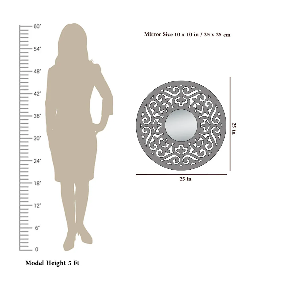 Intricate Mandala Design Wooden Decorative Wall Mirror/ Wall Art (Available in Multiple Finishes) White