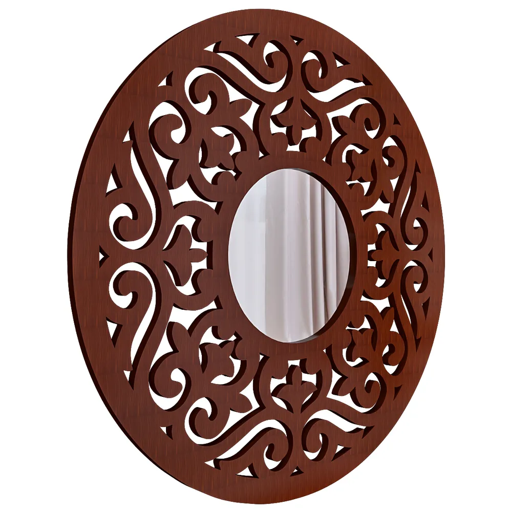 Intricate Mandala Design Wooden Decorative Wall Mirror/ Wall Art (Available in Multiple Finishes) White