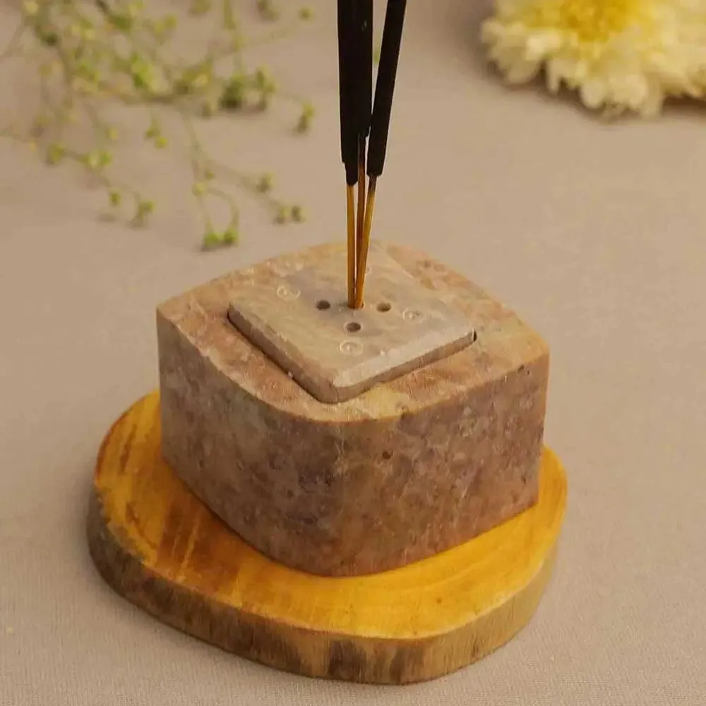 Intricate Marble Soapstone Incense Stick Holder