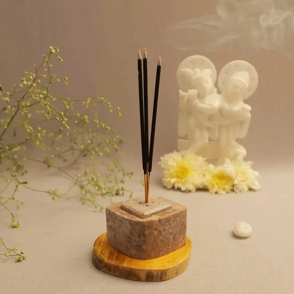 Intricate Marble Soapstone Incense Stick Holder