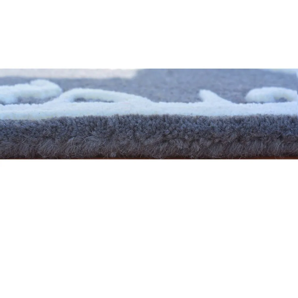 Intricate Morrocan Designer Gray & White Tufted Area Carpet 3X5ft